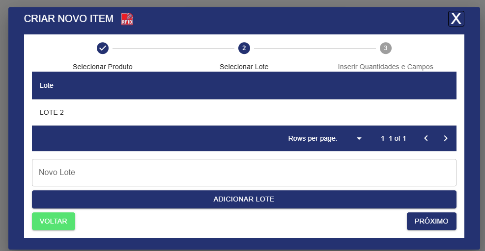 Adicionar lote