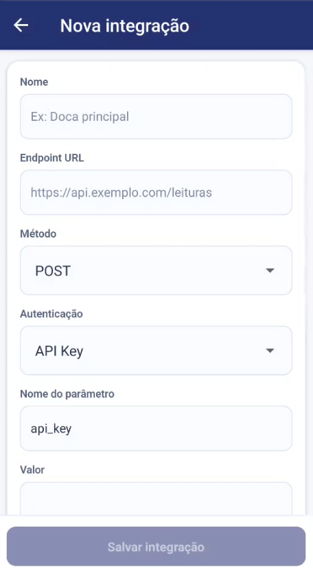 Cadastro de ponto de leitura e integração