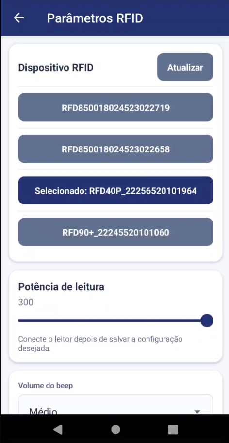 Configuração do leitor RFID