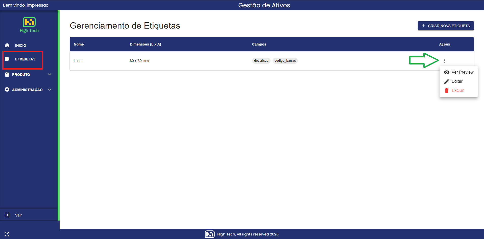 Tela Etiquetas